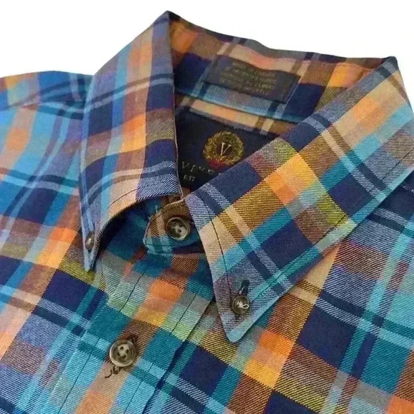 Men’s Viyella Wool and Cotton Plaid Long Sleeve Button Down - Size Medium - Picture 4 of 12